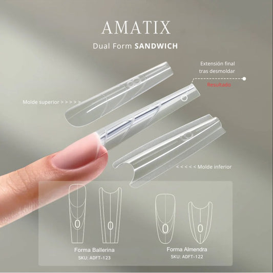 Amatix Dual Form Nail Tips Sandwich Ballerina 240uni 15 tamaños