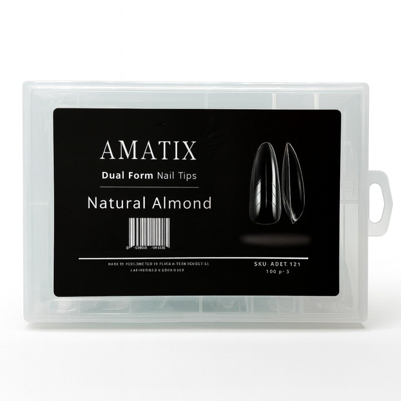 Amatix Dual Form Nail Tips Natural Almond 140uni 14 tamaños