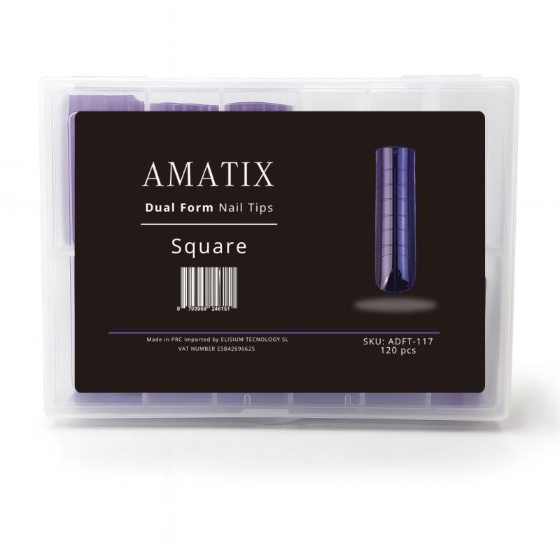 Amatix Dual Form Nail Tips Square 120uni 12 tamaños