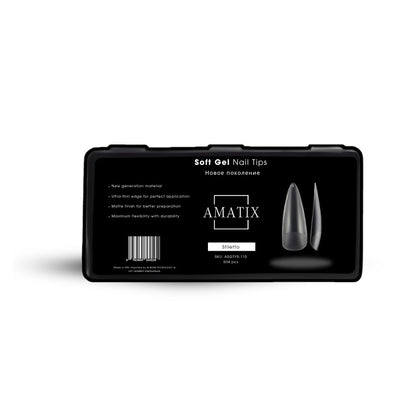 Amatix Soft Gel Nail Tips Stiletto 504uni 12 tamaños