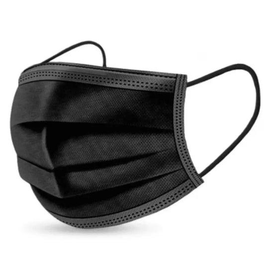 Mascarilla Quirúrgica NEGRA tipo IIR con Gomas. (50 uds)